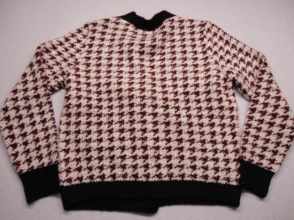 Maeve Anthropologie Sweater Cardigan Womens Medium Red Check Knit Gold Buttons - Picture 6 of 6